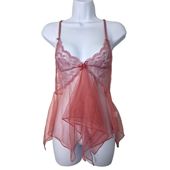 Unbranded Tops - Vtg Y2K Baby Doll Lace Tulle Sheer Tank Top‎ Size Small Fairy Coquette Dainty